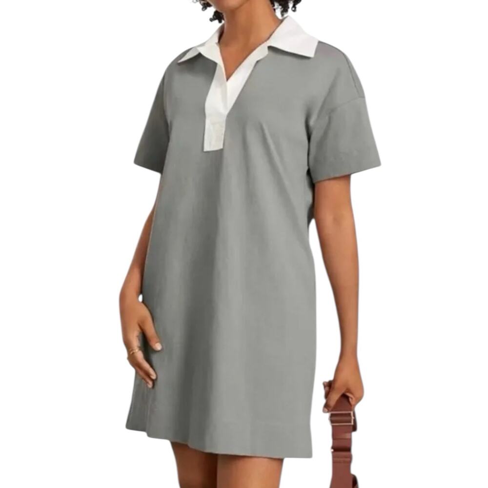 NWOT Everlane Sage Green Short Sleeve Polo Popover Organic Mini Dress Size XS
